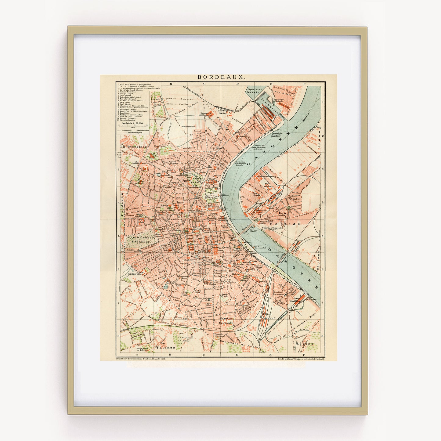 1894 Carte ancienne de Bordeaux