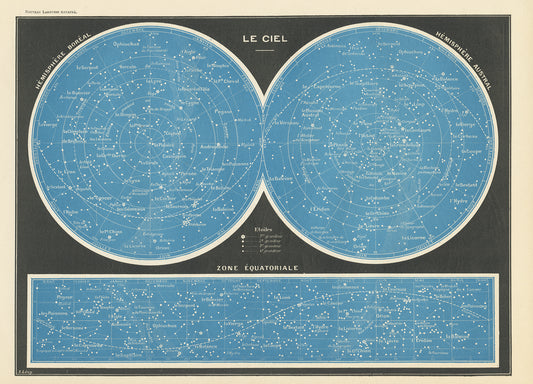 1897 Antique French map of the sky