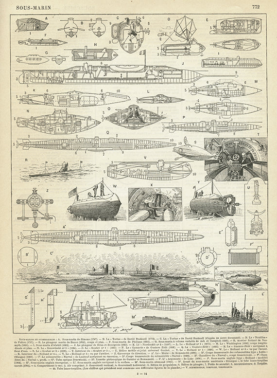 1897 Submarines & torpedo boats print