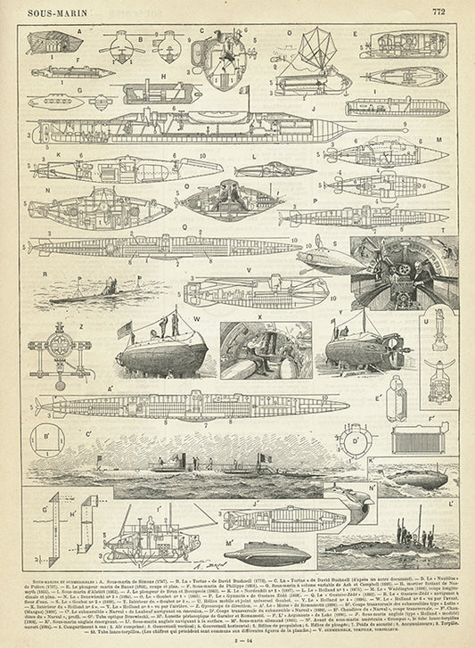 1897 Submarines & torpedo boats print