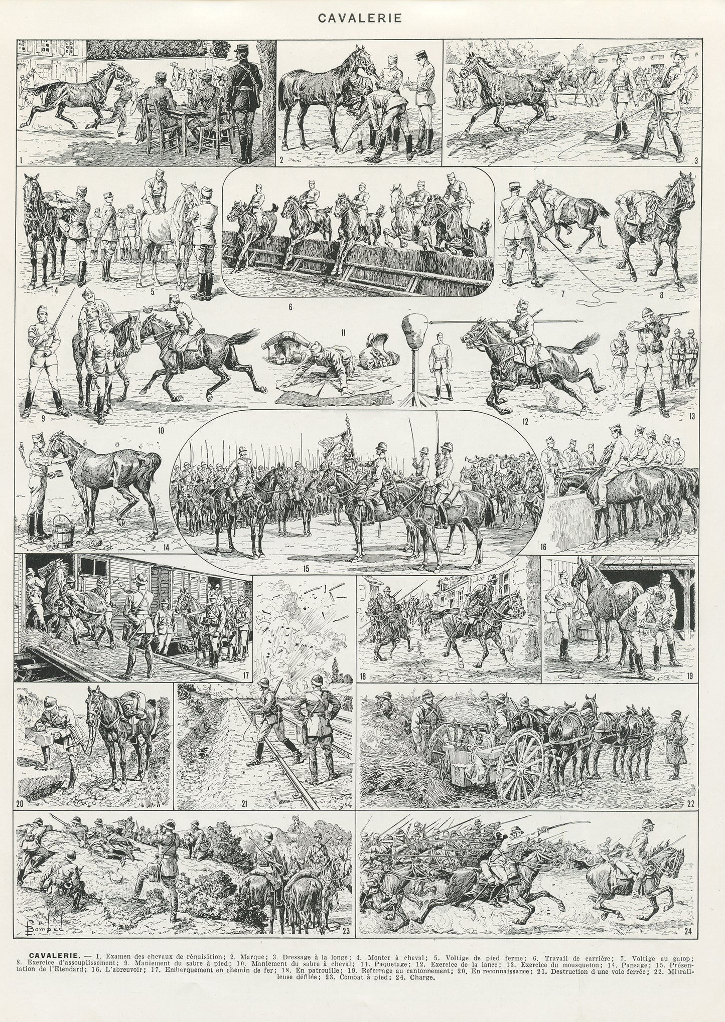 1936 Illustration ancienne d'uniformes de cavalerie