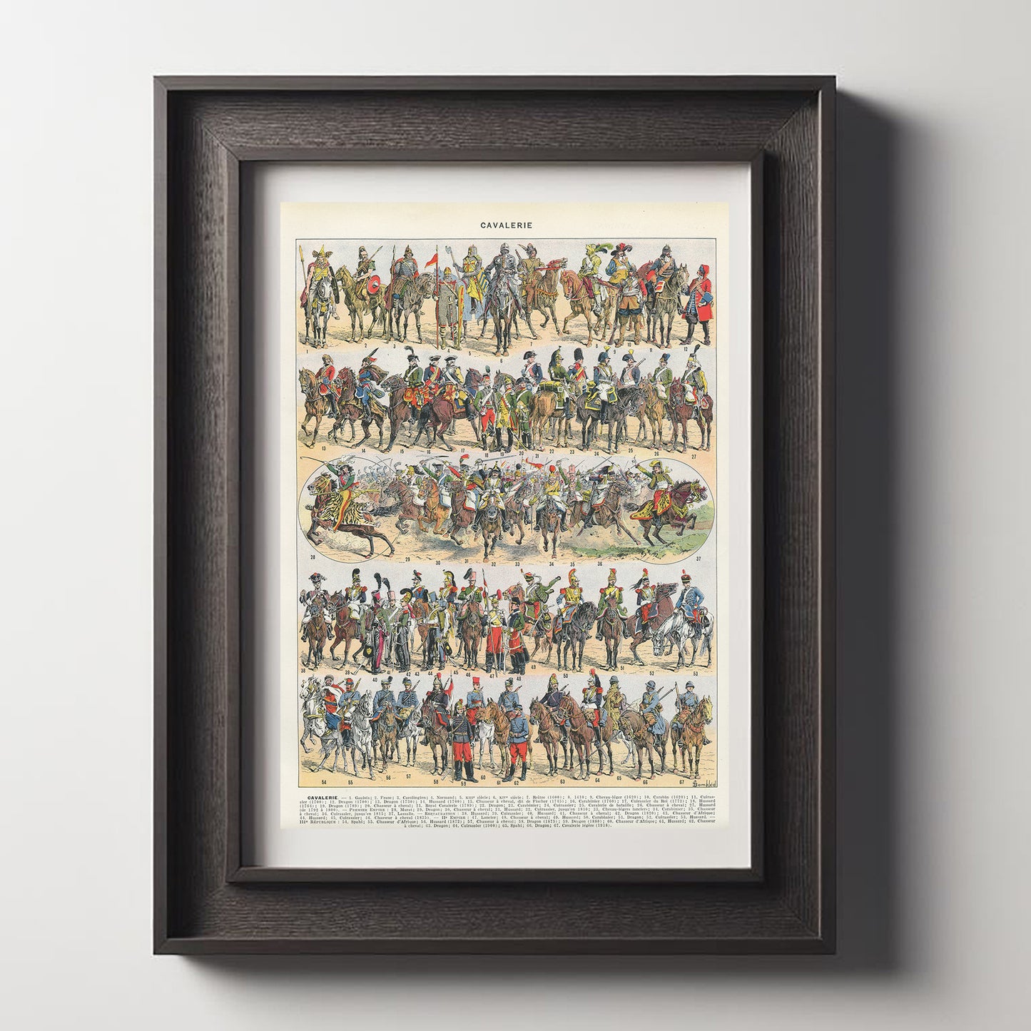 1936 Illustration ancienne d'uniformes de cavalerie