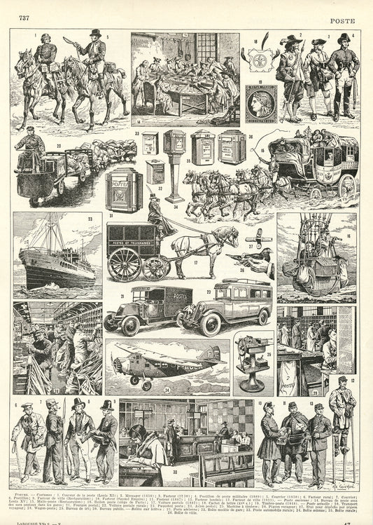 1936 Antique postal service print