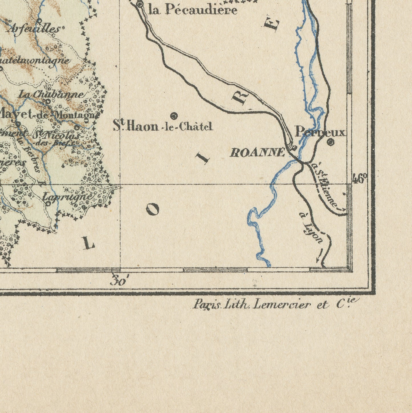 1892 Antique Allier Map - France