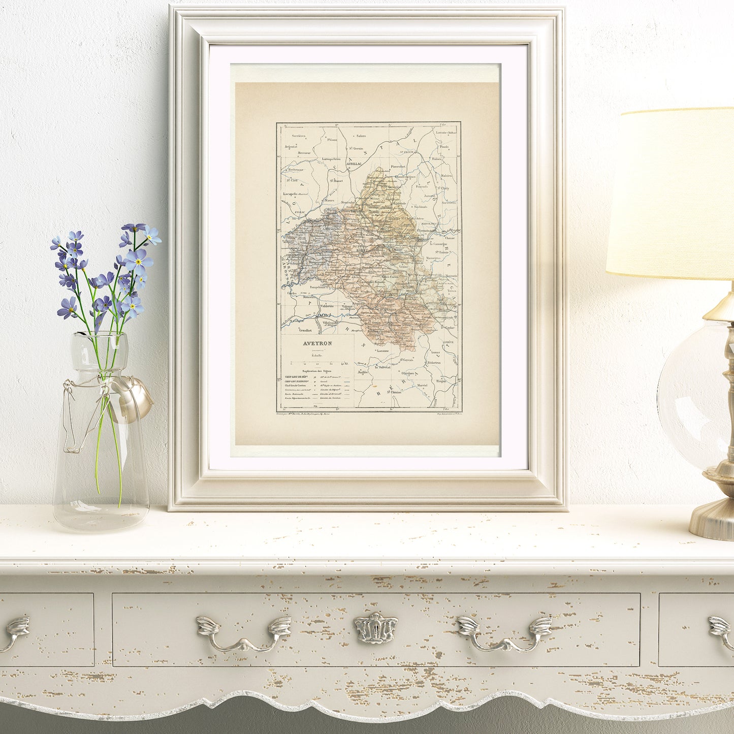 1892 map of French Aveyron department