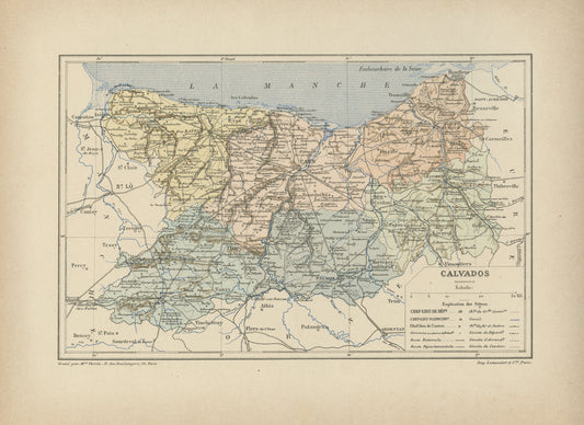 1892 Carte Ancienne du Calvados