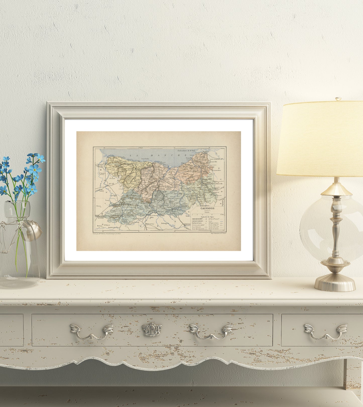 1892 Antique Calvados Map