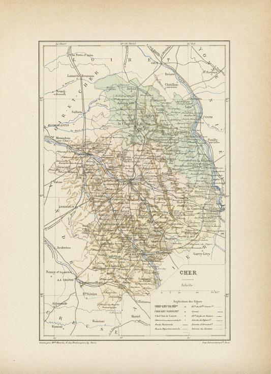 1892 Carte du Cher