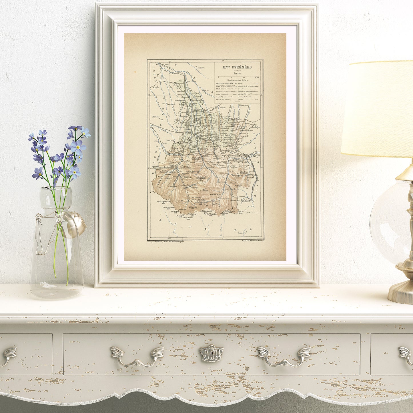 1892 Map of Hautes Pyrenees - France