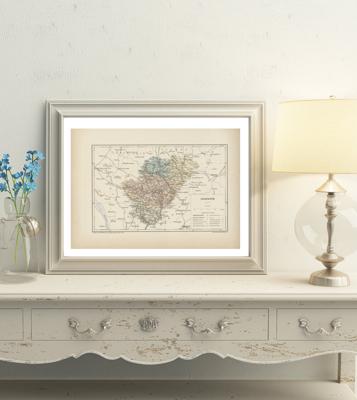 1892 Antique Charente Map