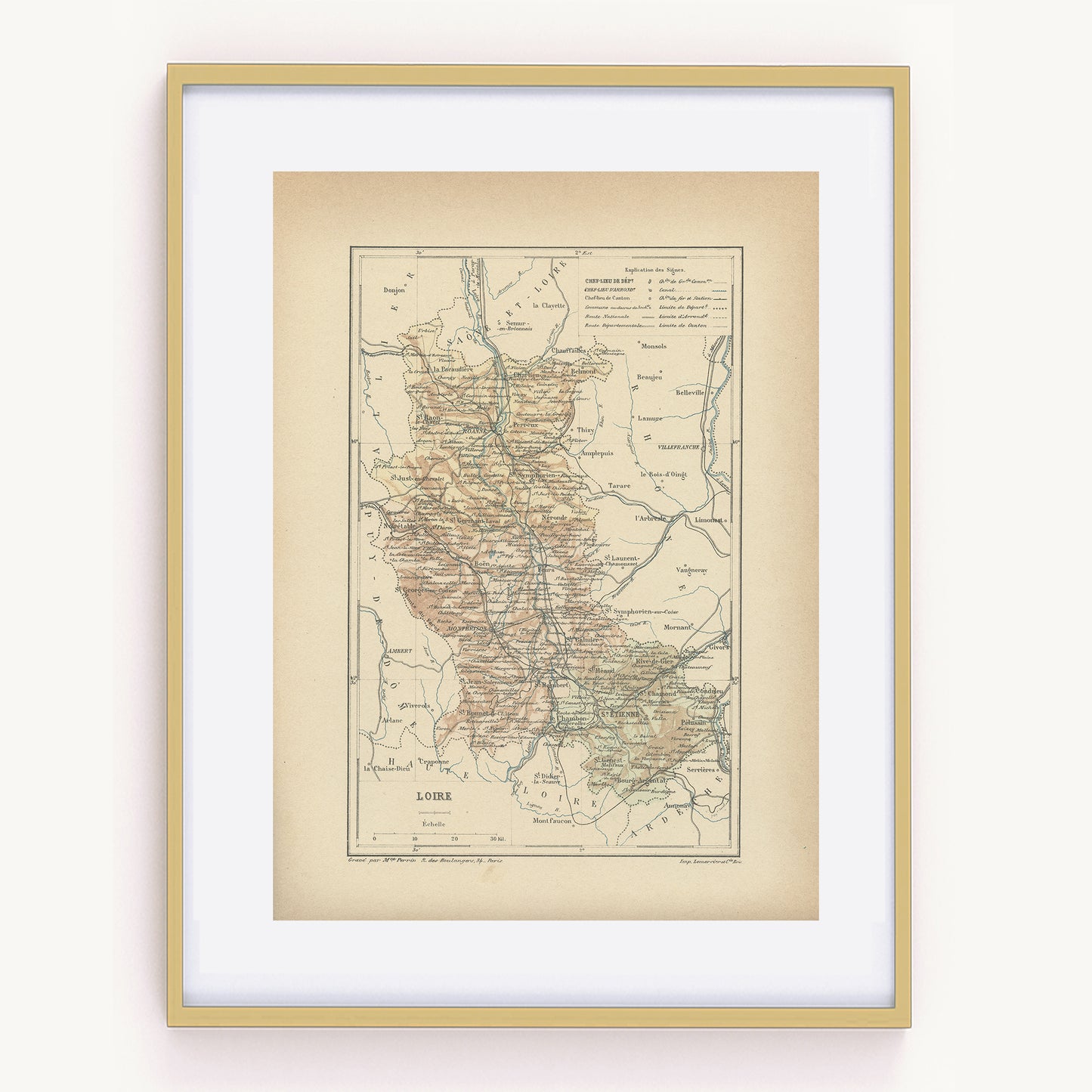 1892 map of French Loire department