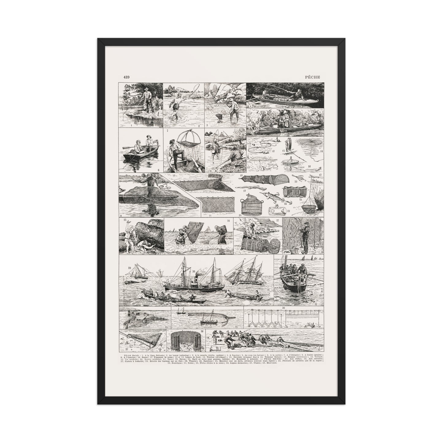 Framed fishing poster