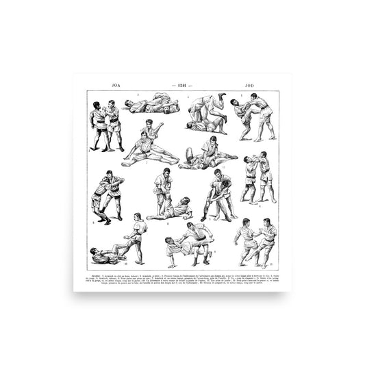 Square Jiu-Jitsu Poster - White
