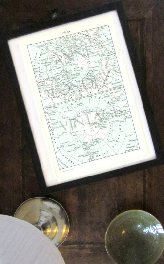 1908 North & South Poles Map