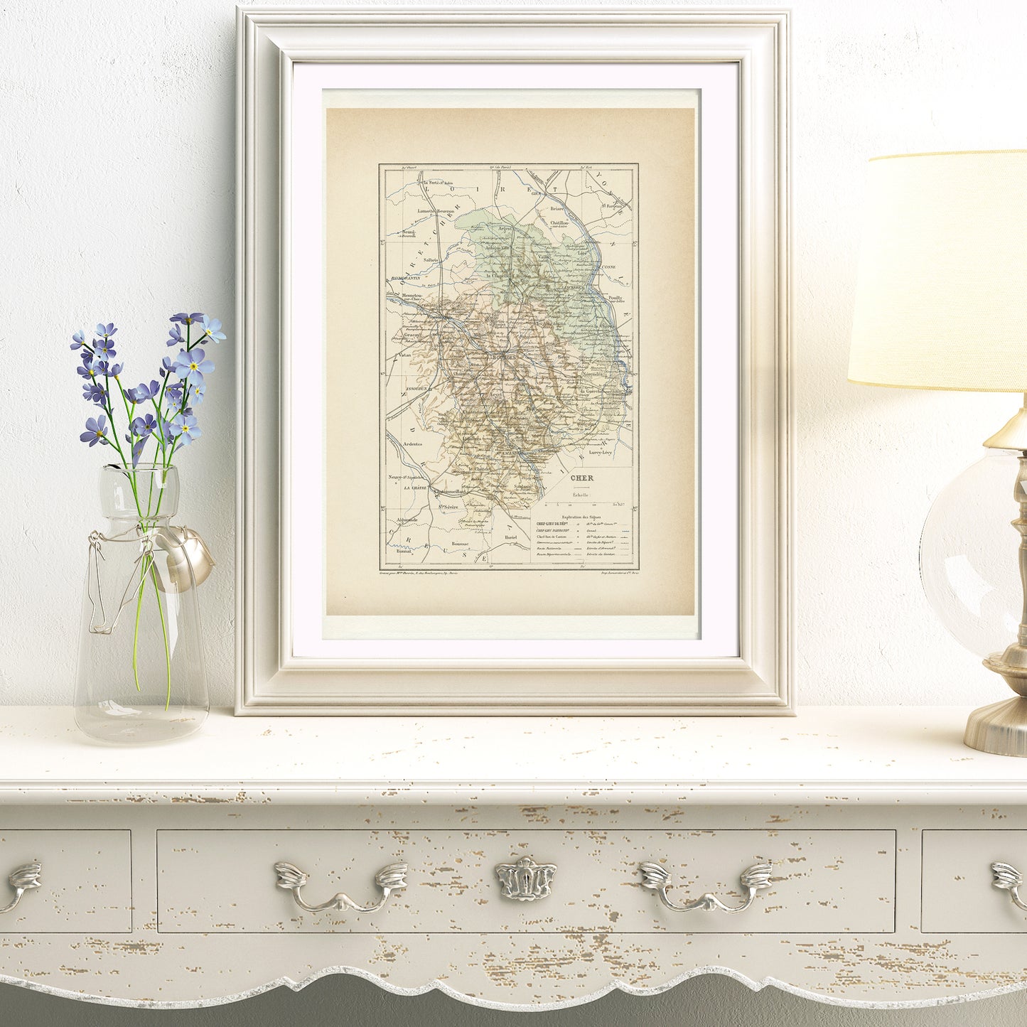 1892 Cher Map - France