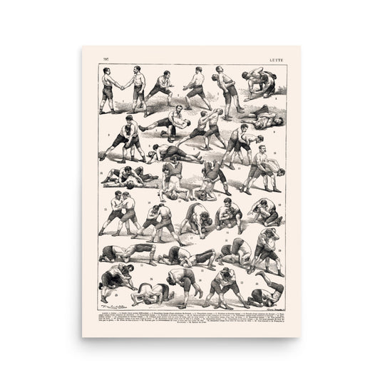 Retro Wrestling Poster - Black and White