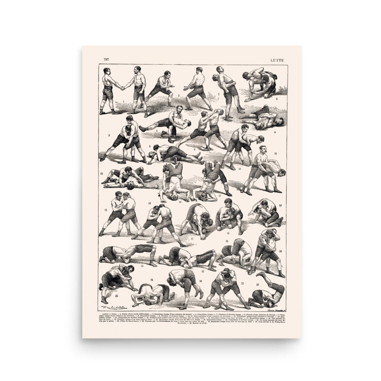 Retro Wrestling Poster - Black and White