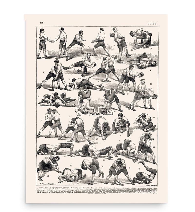 Retro Wrestling Poster - Black and White