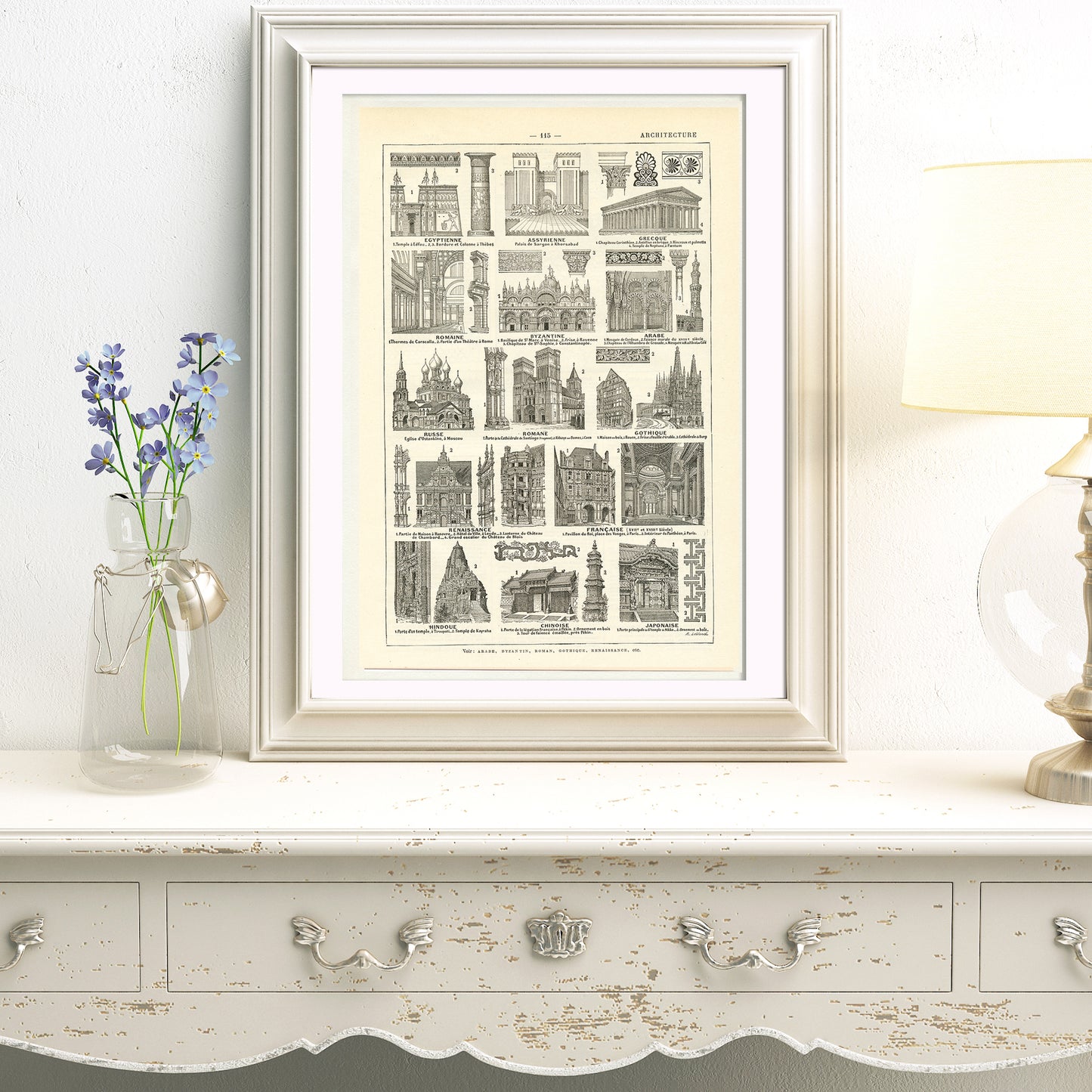1922 Antique architecture styles print