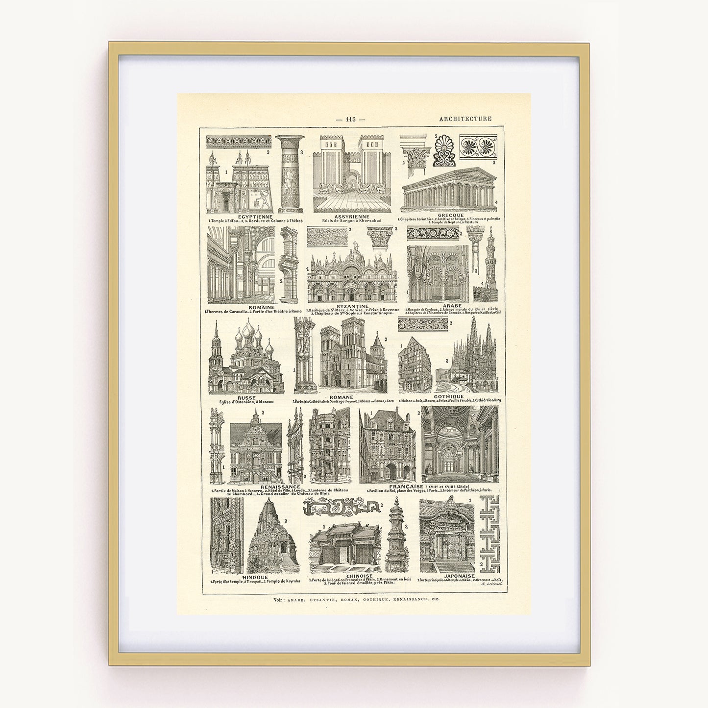 1922 Antique architecture styles print