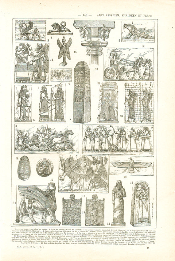 1922 Antique Assyrian arts and culture print