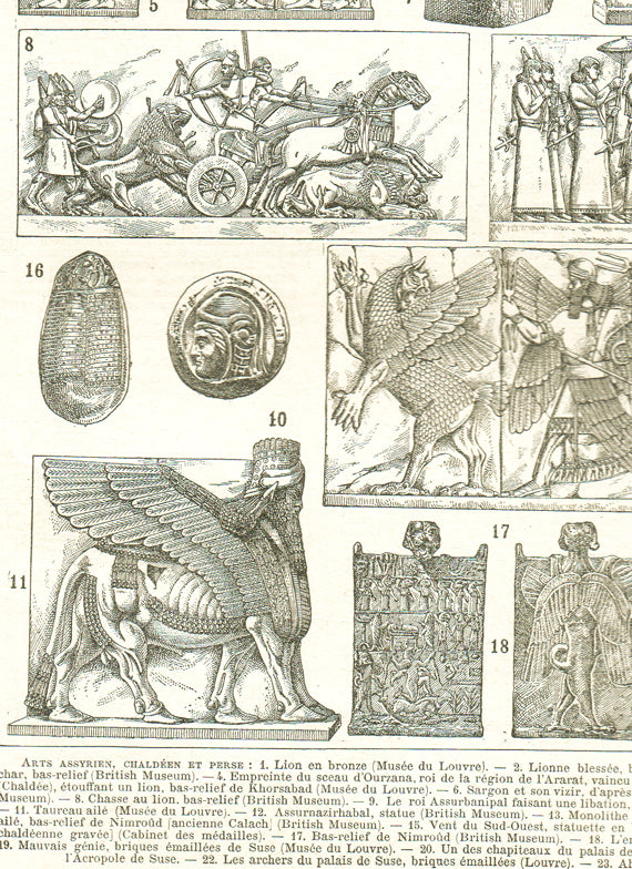 1922 Antique Assyrian arts and culture print
