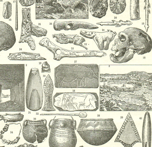 1922 Antique Prehistory Print
