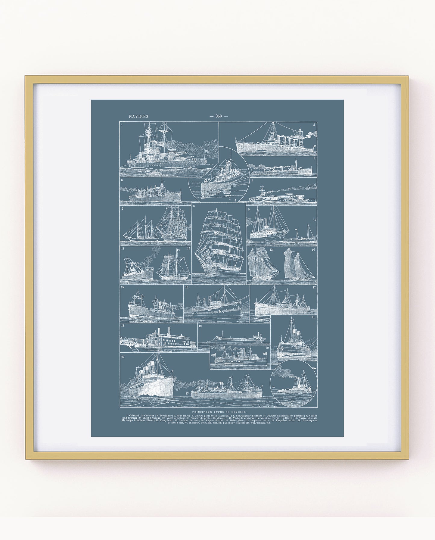 Grande affiche de voiliers et bateaux en noir et blanc