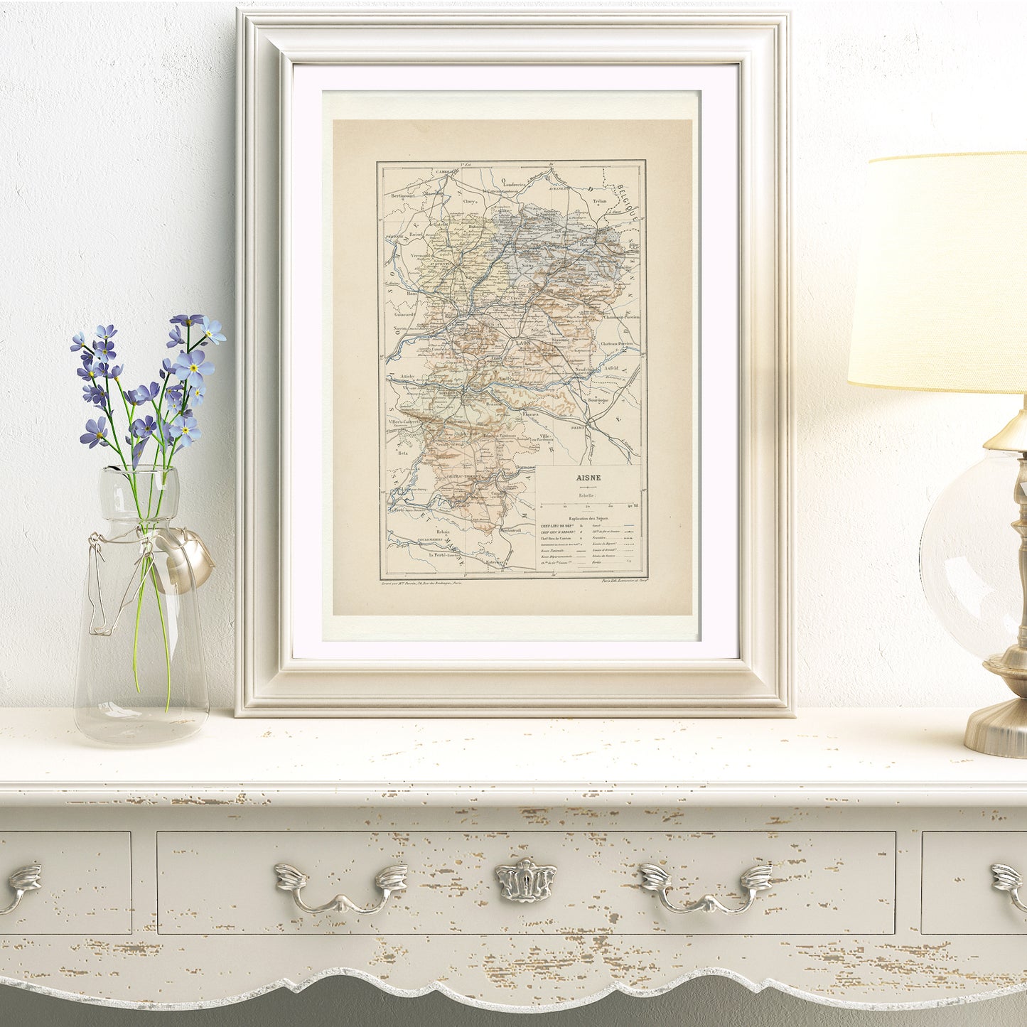 1892 Antique Ardennes Map - France