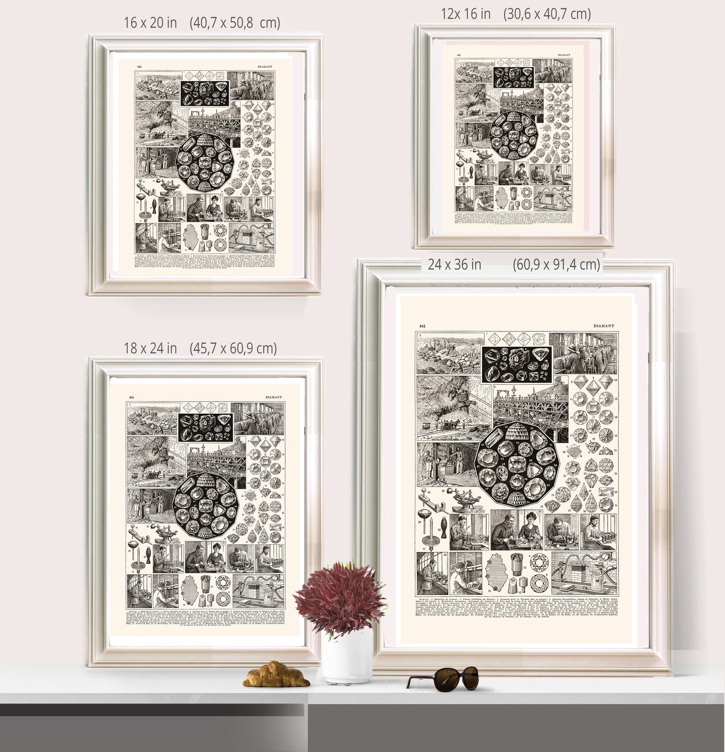 Large off-white Diamonds poster for jewelery shop decor