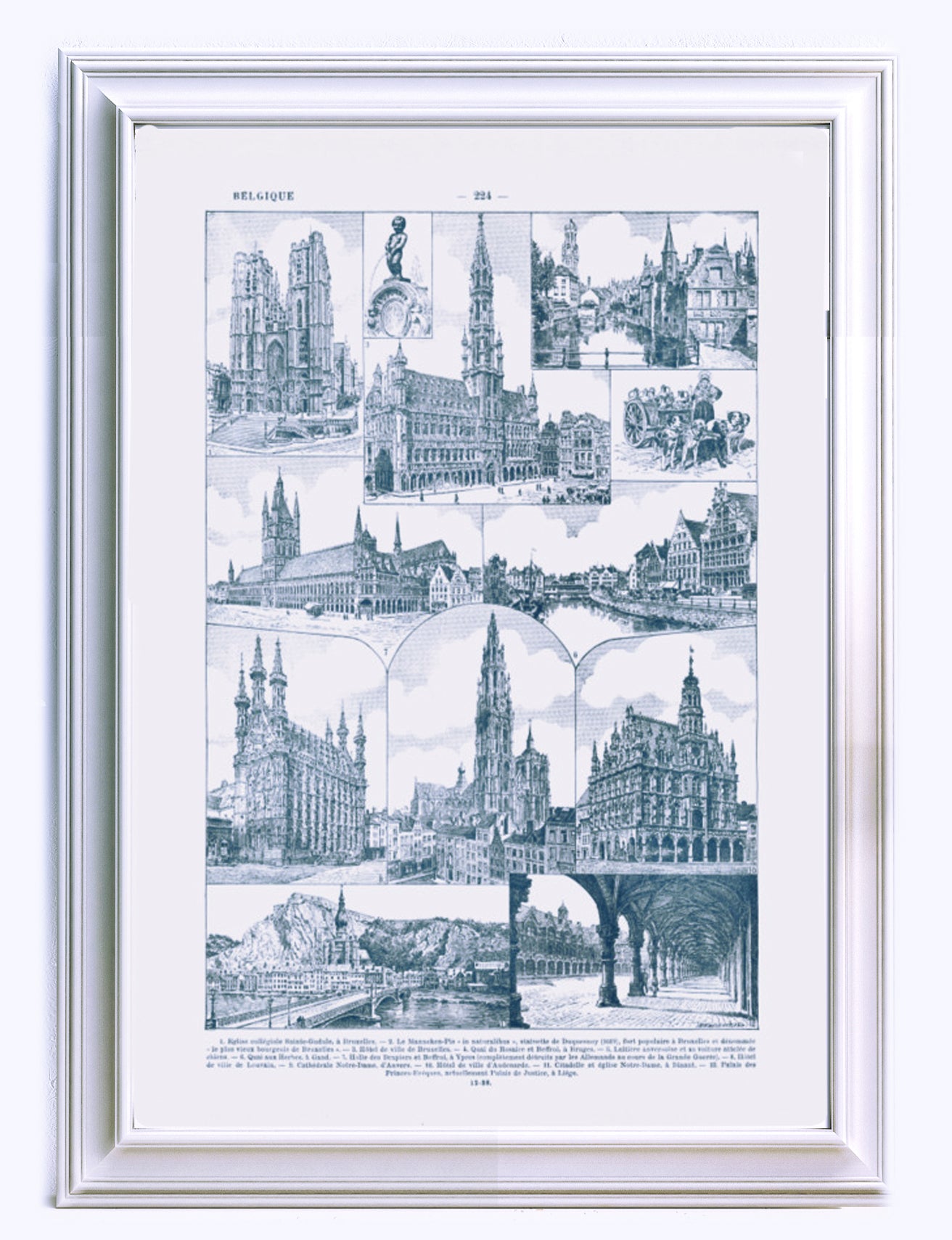 White & Slate Blue Belgium Architecture Poster