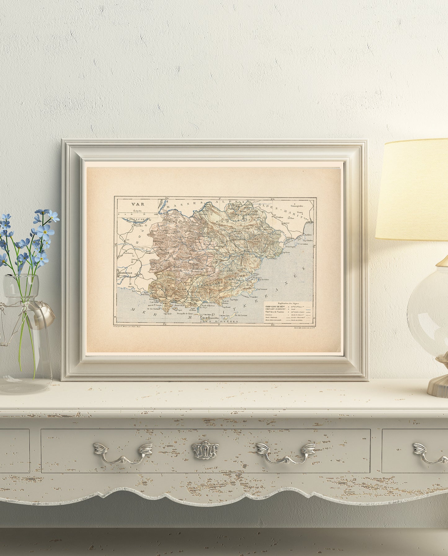 1892 Antique Var Map - France