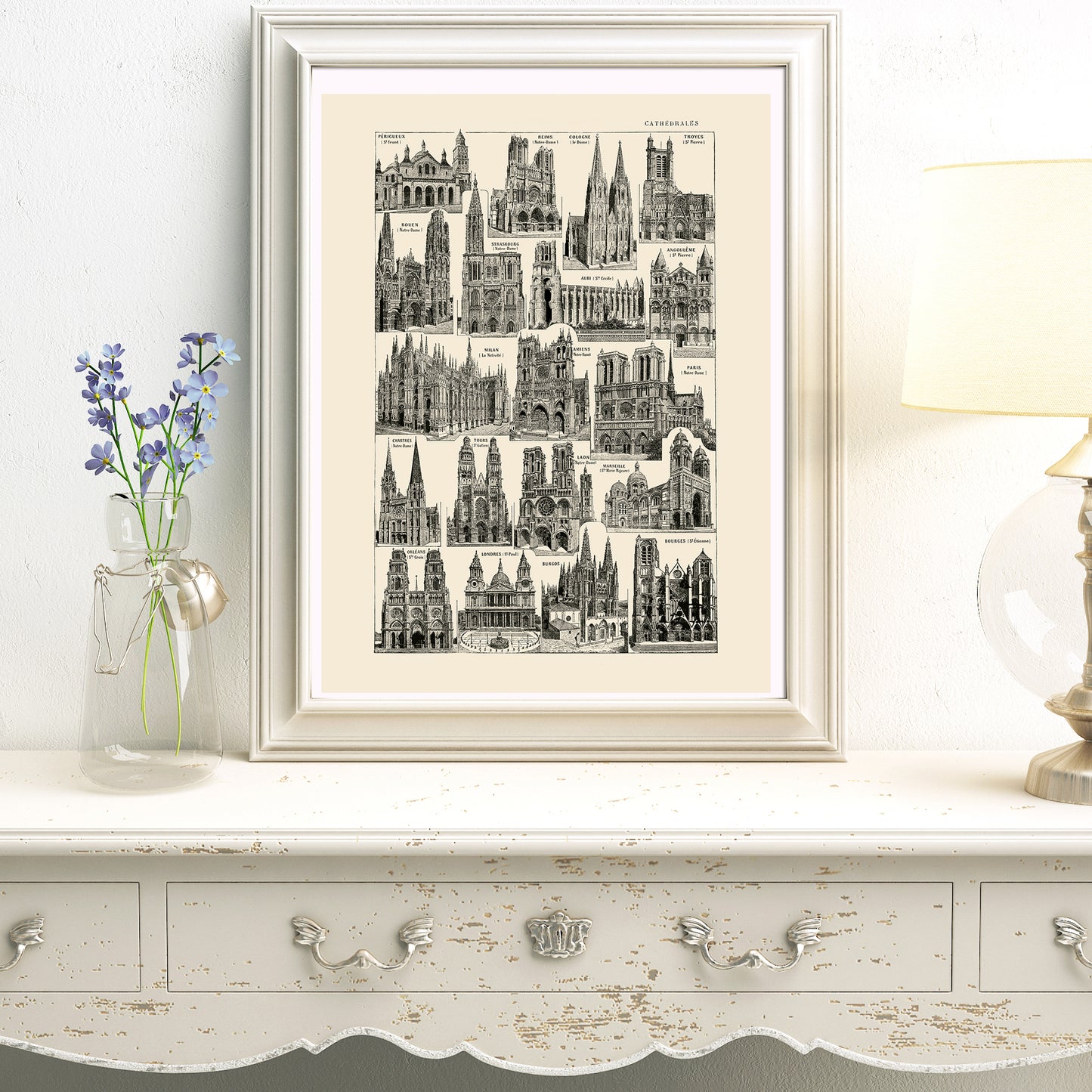 Affiche de Cathédrales Françaises et Européennes - Fond Ivoire