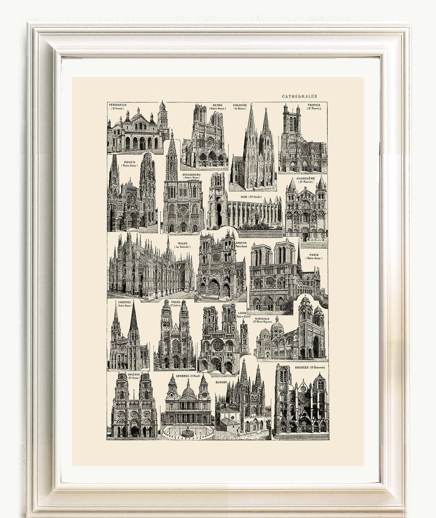 Affiche de Cathédrales Françaises et Européennes - Fond Ivoire