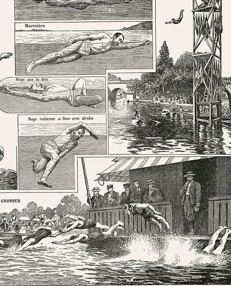 Swimming & diving poster with beige background