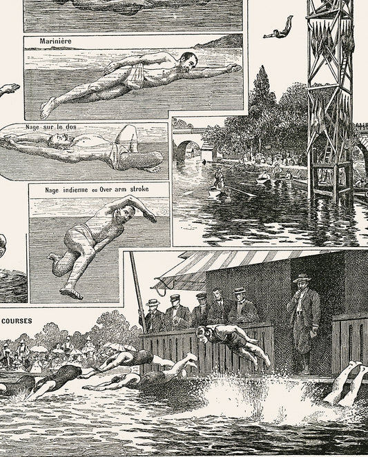 Swimming & diving poster with beige background
