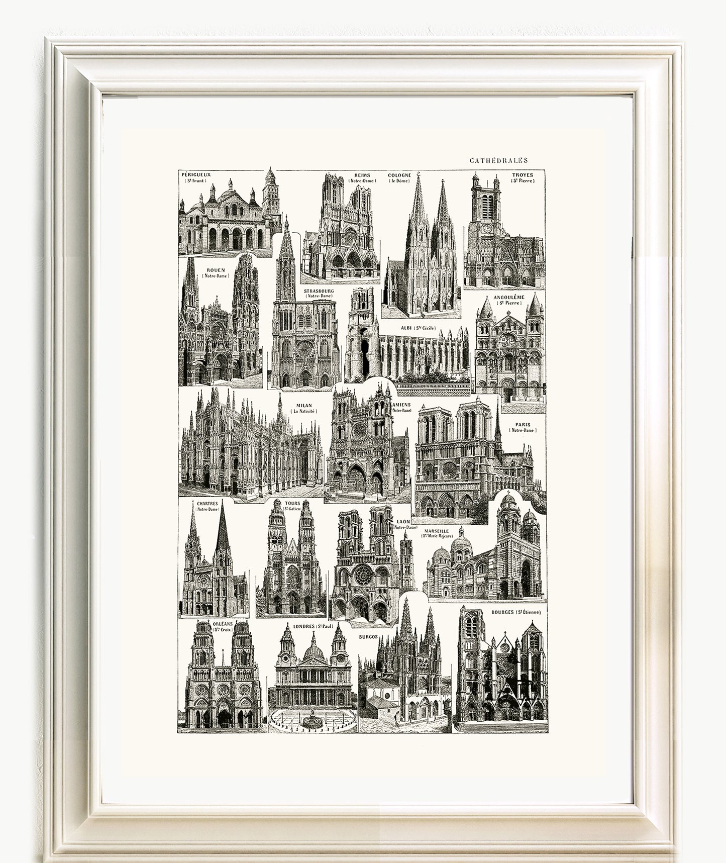 Affiche de Cathédrales Noir et Blanches - France & Europe