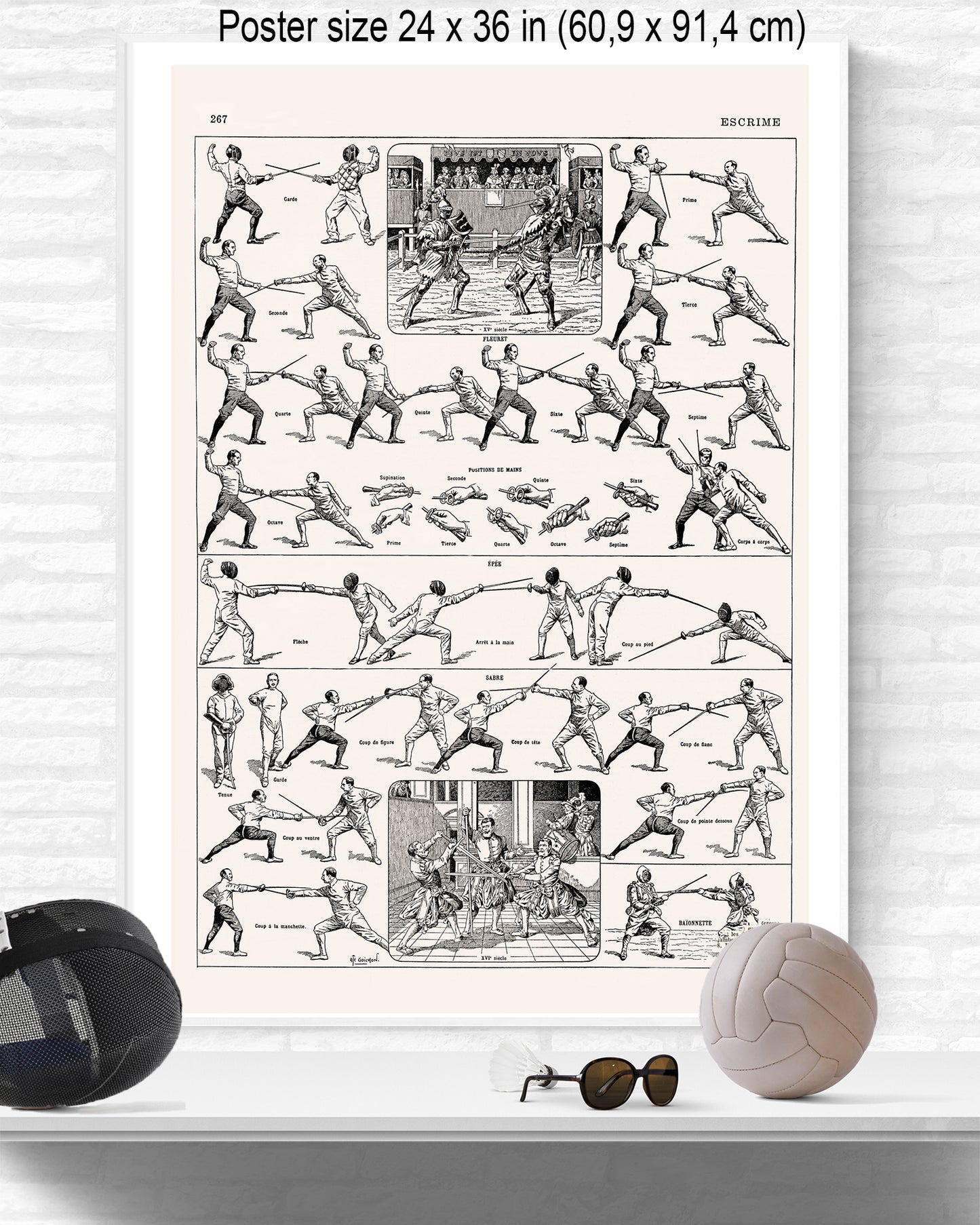 Black and white fencing poster