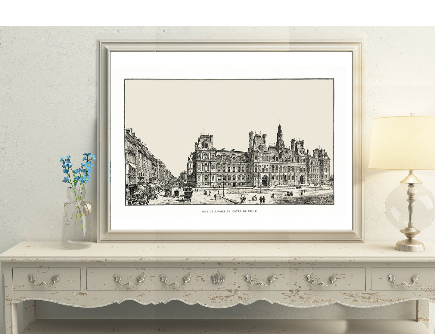 Paris City Hall poster reprint of a 1889 engraving by Auguste Vitu