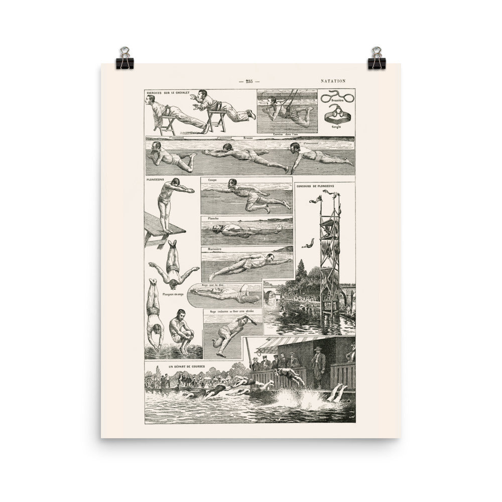 Swimming & diving poster with beige background
