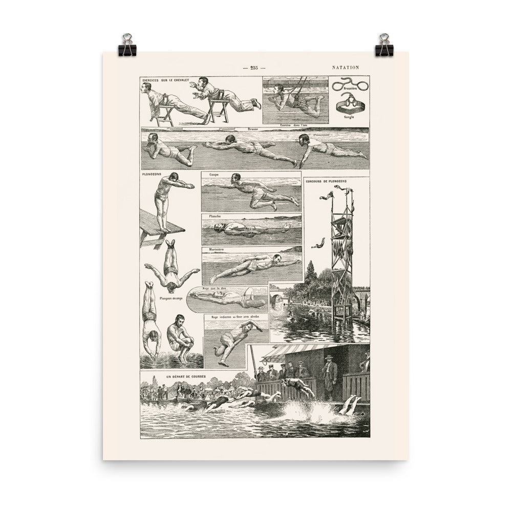 Swimming & diving poster with beige background
