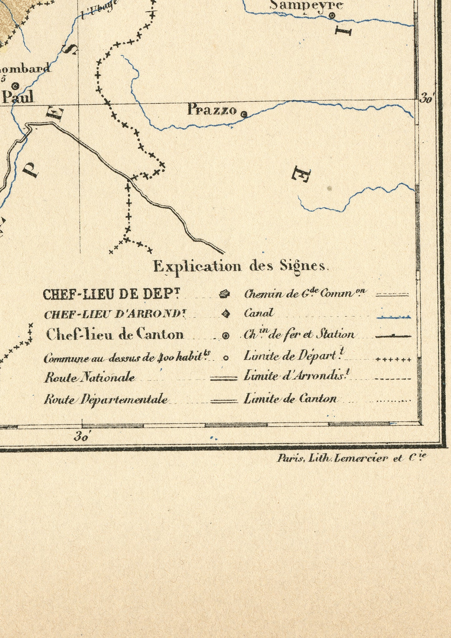 1892 Antique Hautes Alpes map