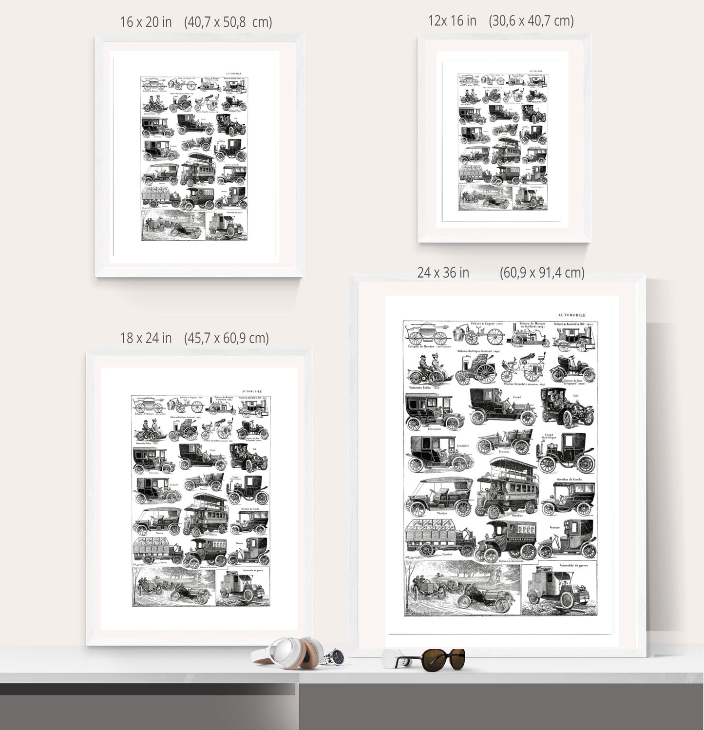 Antique old cars poster