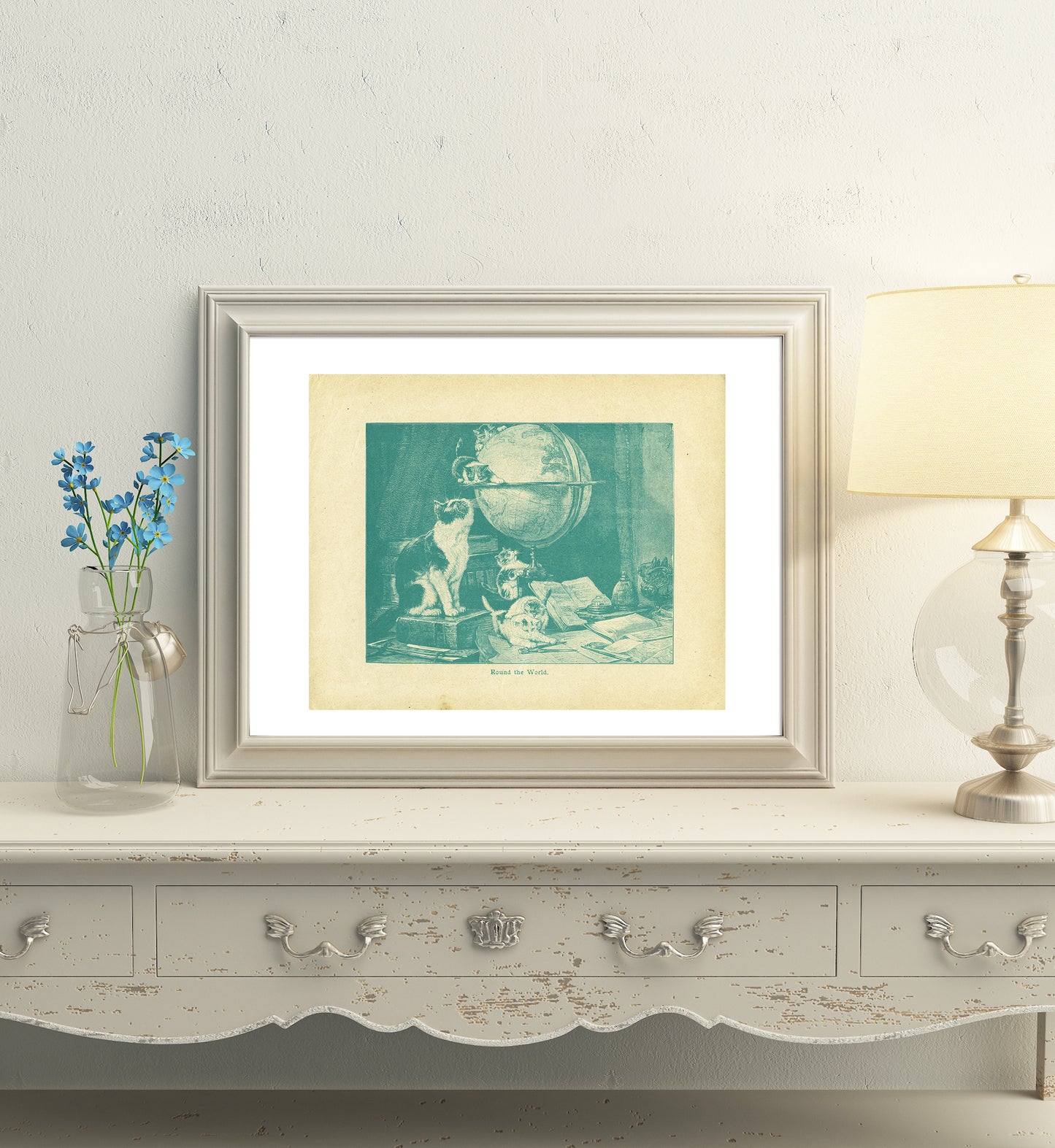 1902 Antique Cat & Kitten Engraving