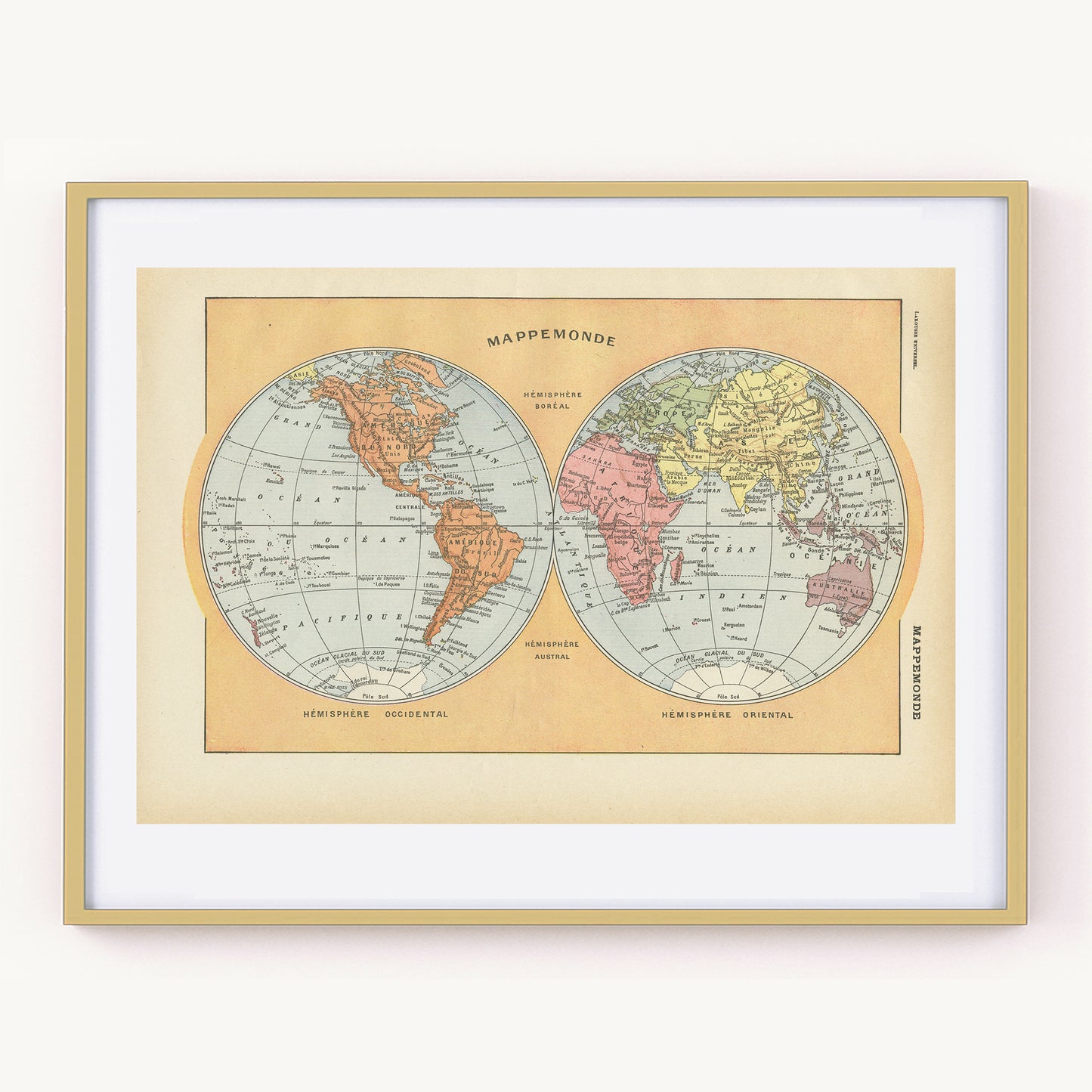 1922 Antique World Map