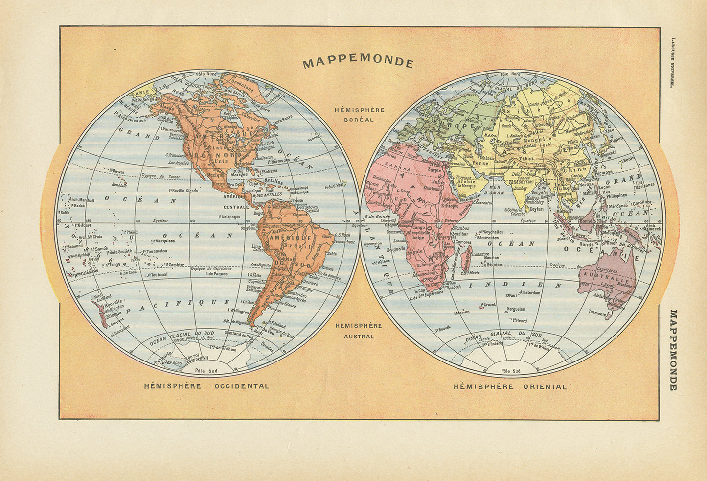 1922 Antique World Map