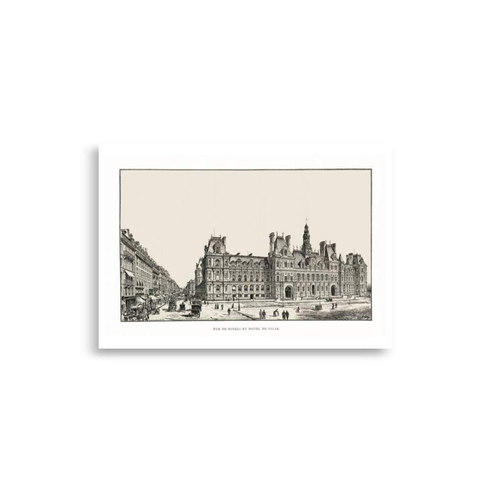 Paris City Hall poster reprint of a 1889 engraving by Auguste Vitu