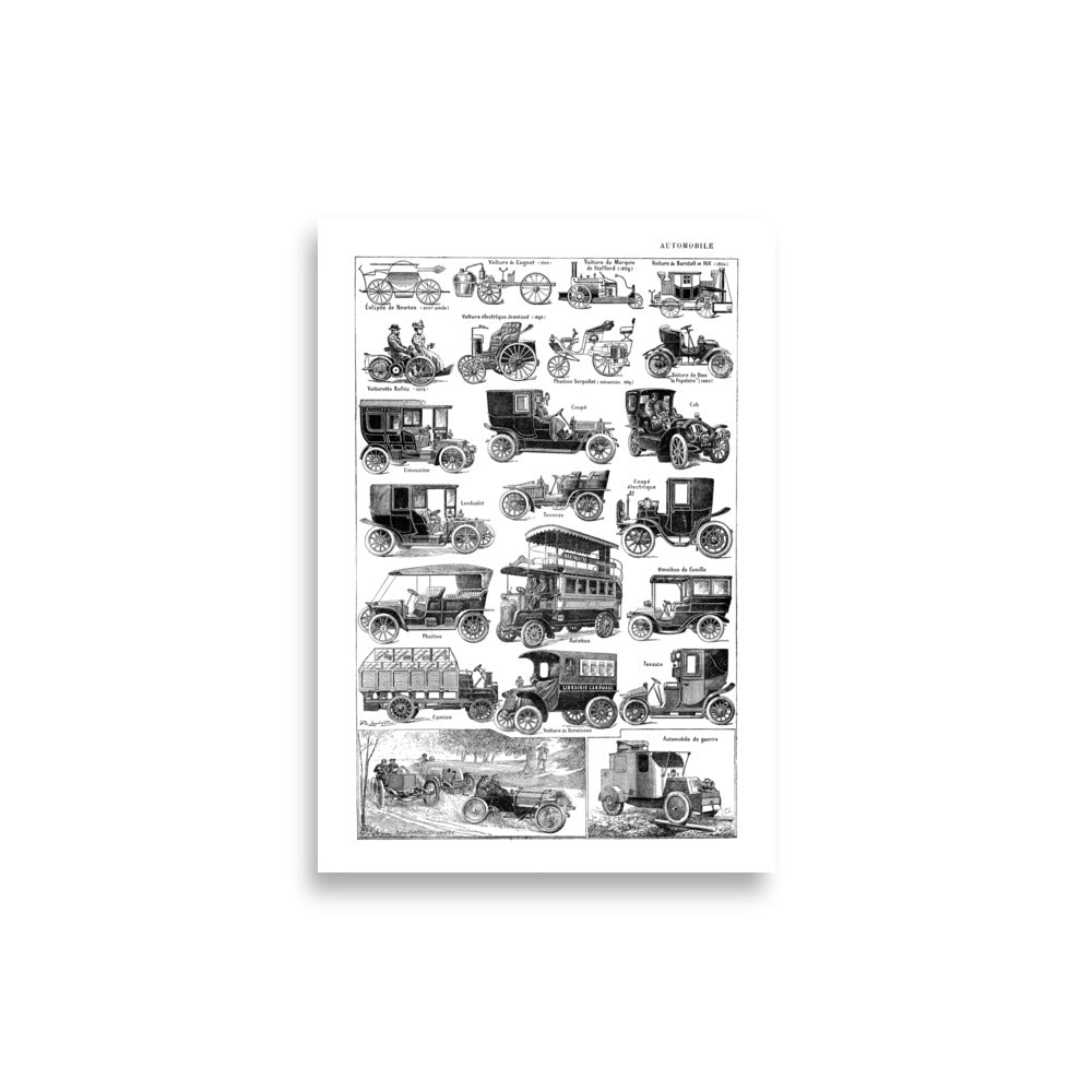 Antique old cars poster