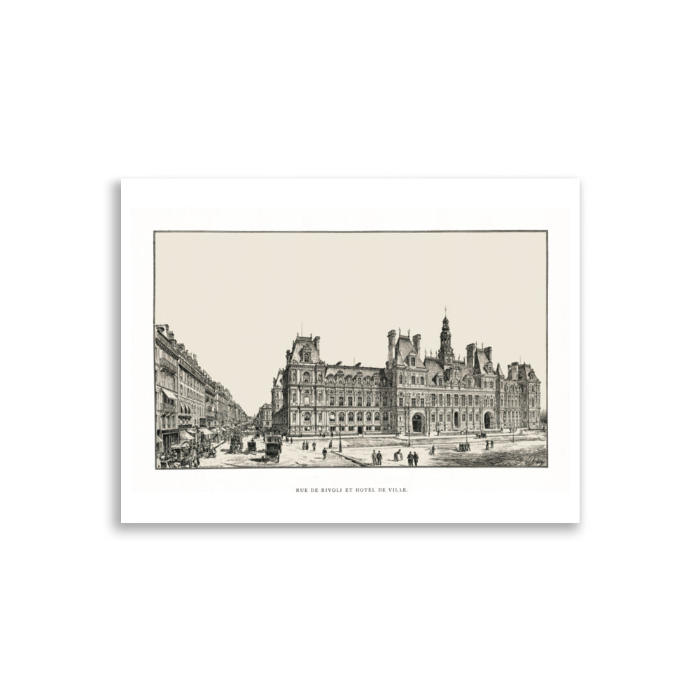 Paris City Hall poster reprint of a 1889 engraving by Auguste Vitu