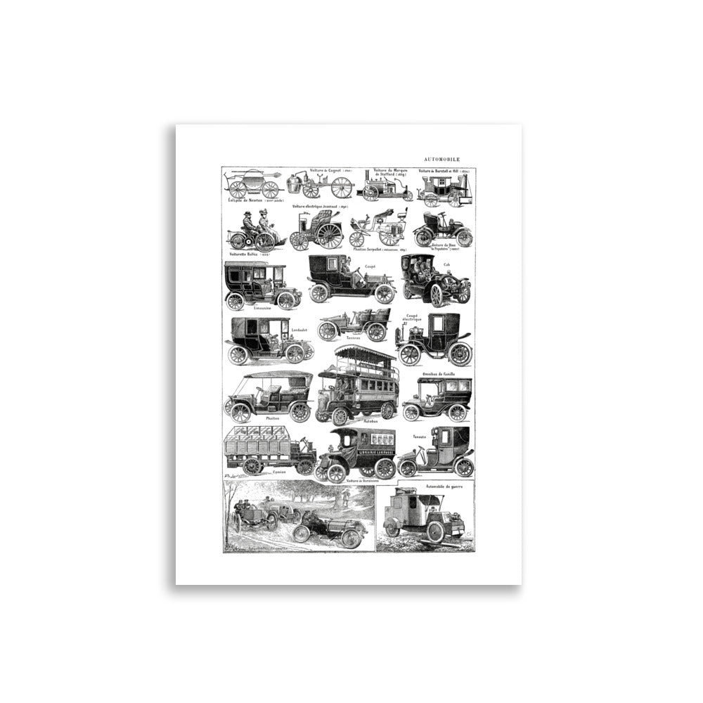 Antique old cars poster